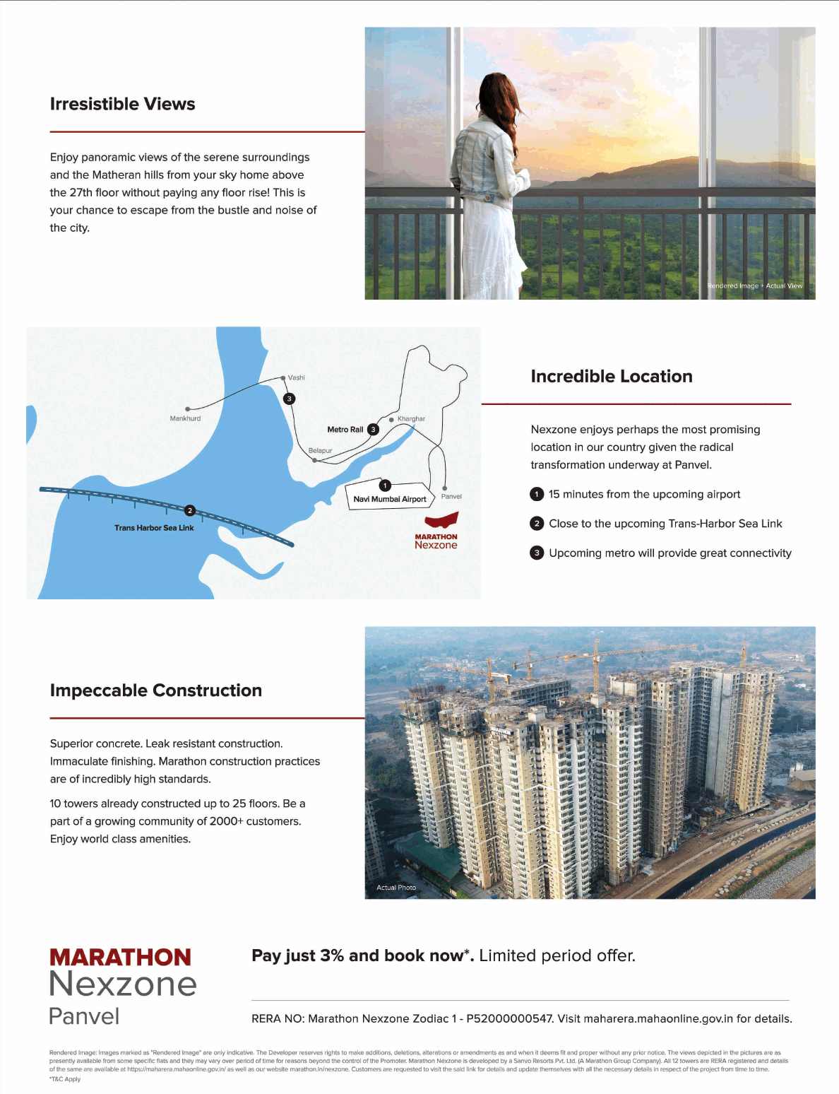 Pay just 3% and book your home at Marathon Nexzone in Navi Mumbai